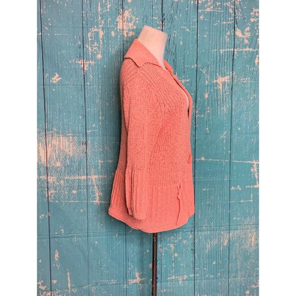 J H Collection orange melon one button cardigan size Large - Picture 7 of 8